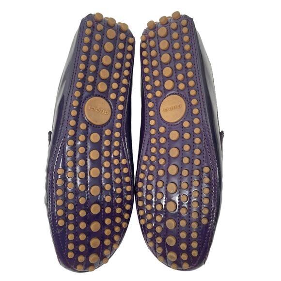 Gucci Patent Leather Horsebit Driver Loafers Slip On Dark Purple Size 39 - Picture 7 of 11
